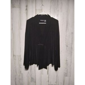 Chico's Travelers Size 2 (Large) Black Long Sleeve Wrap Top